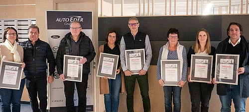 Sechsfaches Firmenjubiläum bei der Auto Eder Hauptverwaltung